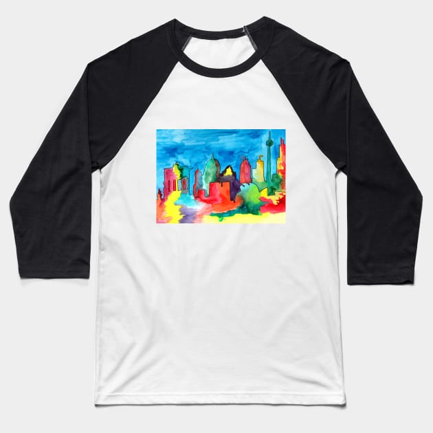 Berlin colourful -  watercolour sketch of Berlin landmarks Baseball T-Shirt by Elena Ehrenberg